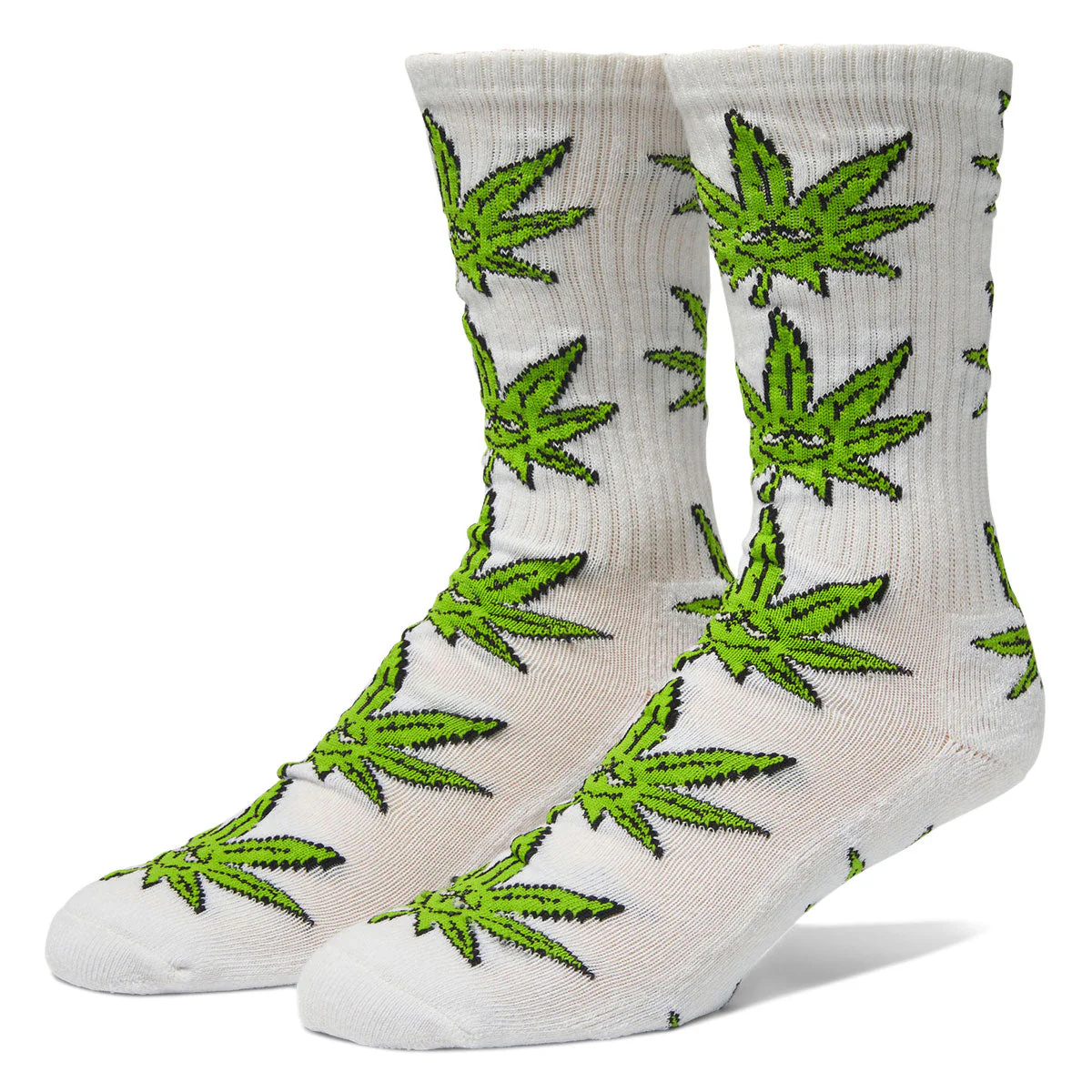 HUF Green Buddy Crew Socks - White