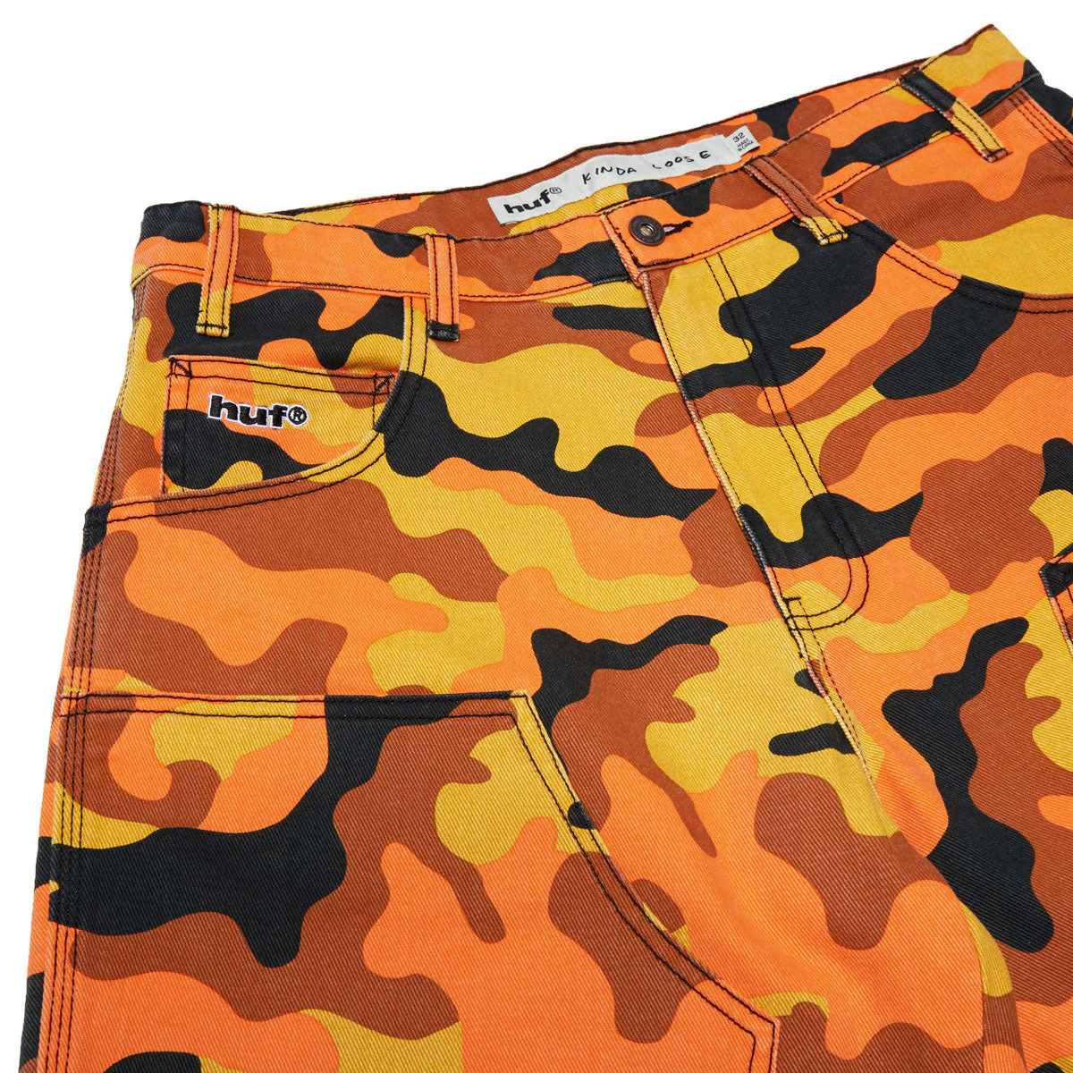 HUF Kinda Loose Double Knee Camo Shorts - Lava - Image 3