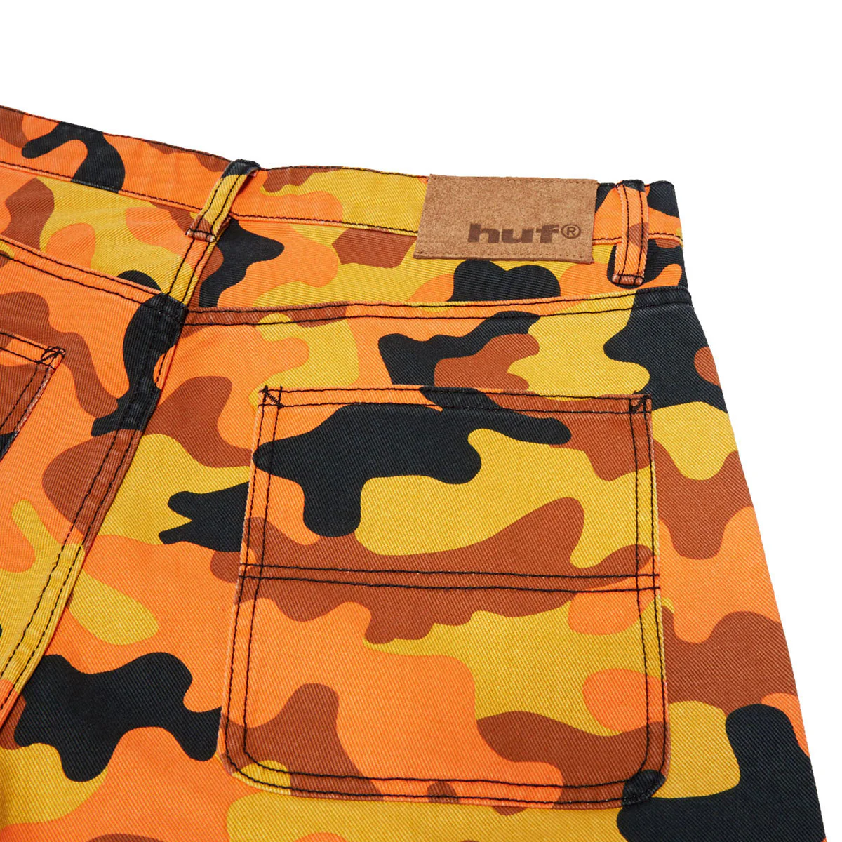 HUF Kinda Loose Double Knee Camo Shorts - Lava - Image 4