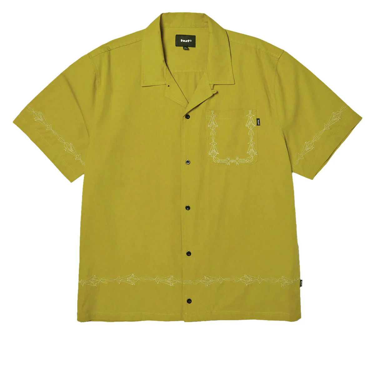 HUF Pinstripe Emb Resort Shirt - Avocado