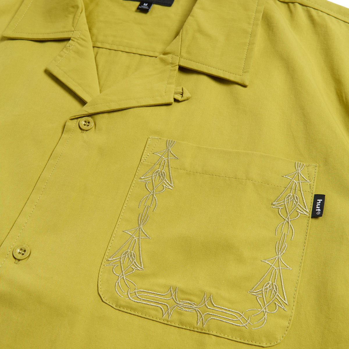 HUF Pinstripe Emb Resort Shirt - Avocado - Image 3
