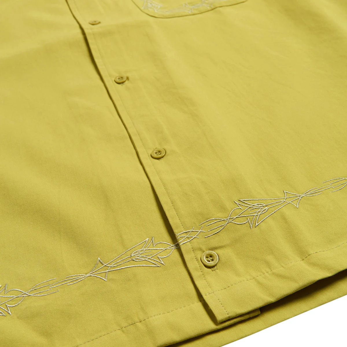 HUF Pinstripe Emb Resort Shirt - Avocado - Image 4
