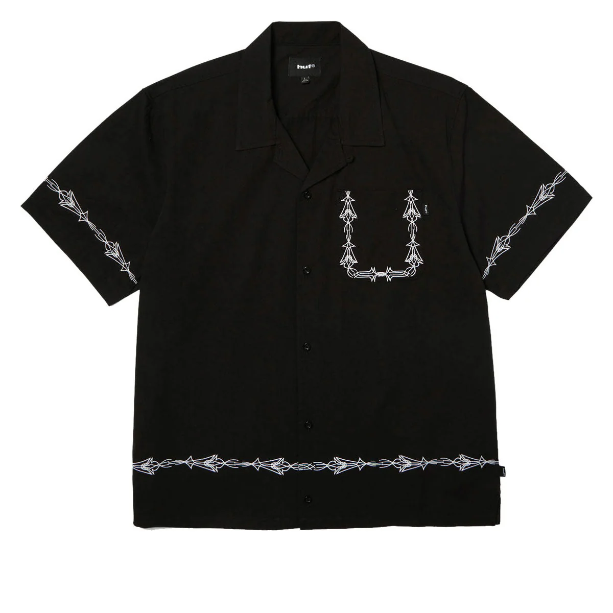 HUF Pinstripe Emb Resort Shirt - Black