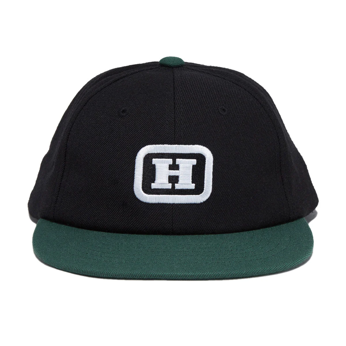 HUF Serif H 6 Panel Snapback Hat - Black - Image 5