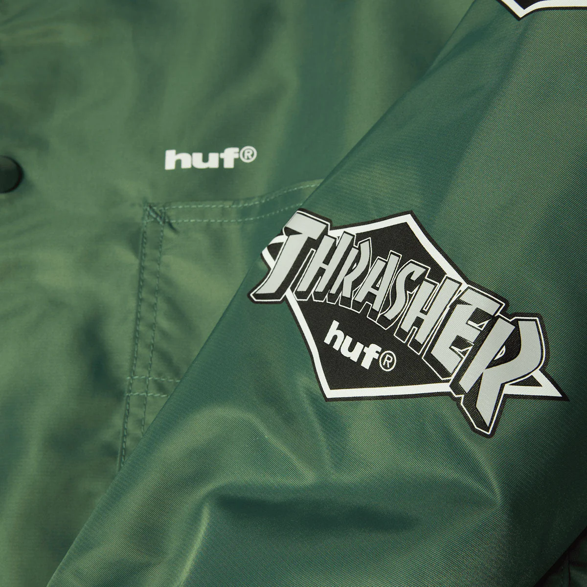 HUF x Thrasher Logo Jacket - Forest Green - Image 3
