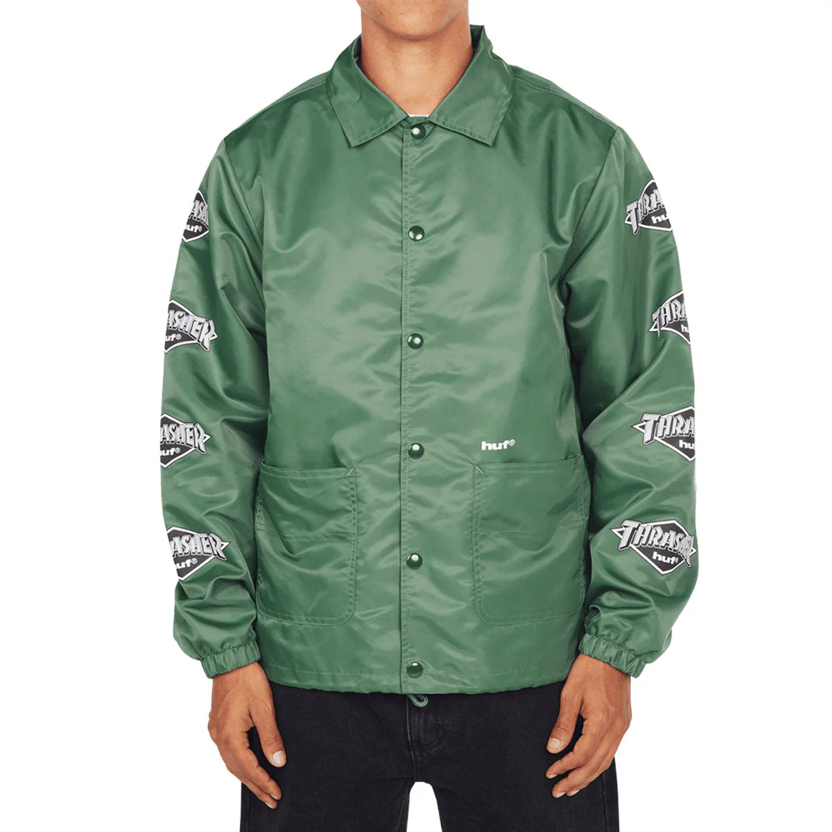HUF x Thrasher Logo Jacket - Forest Green - Image 4