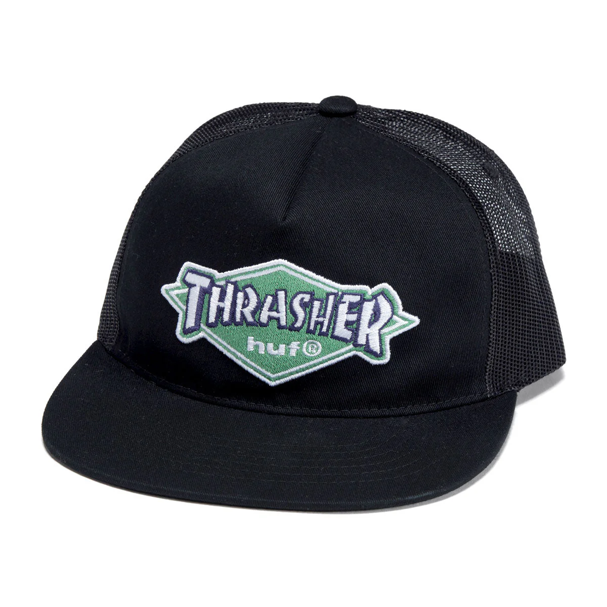 HUF x Thrasher Logo Twill Trucker Hat - Black