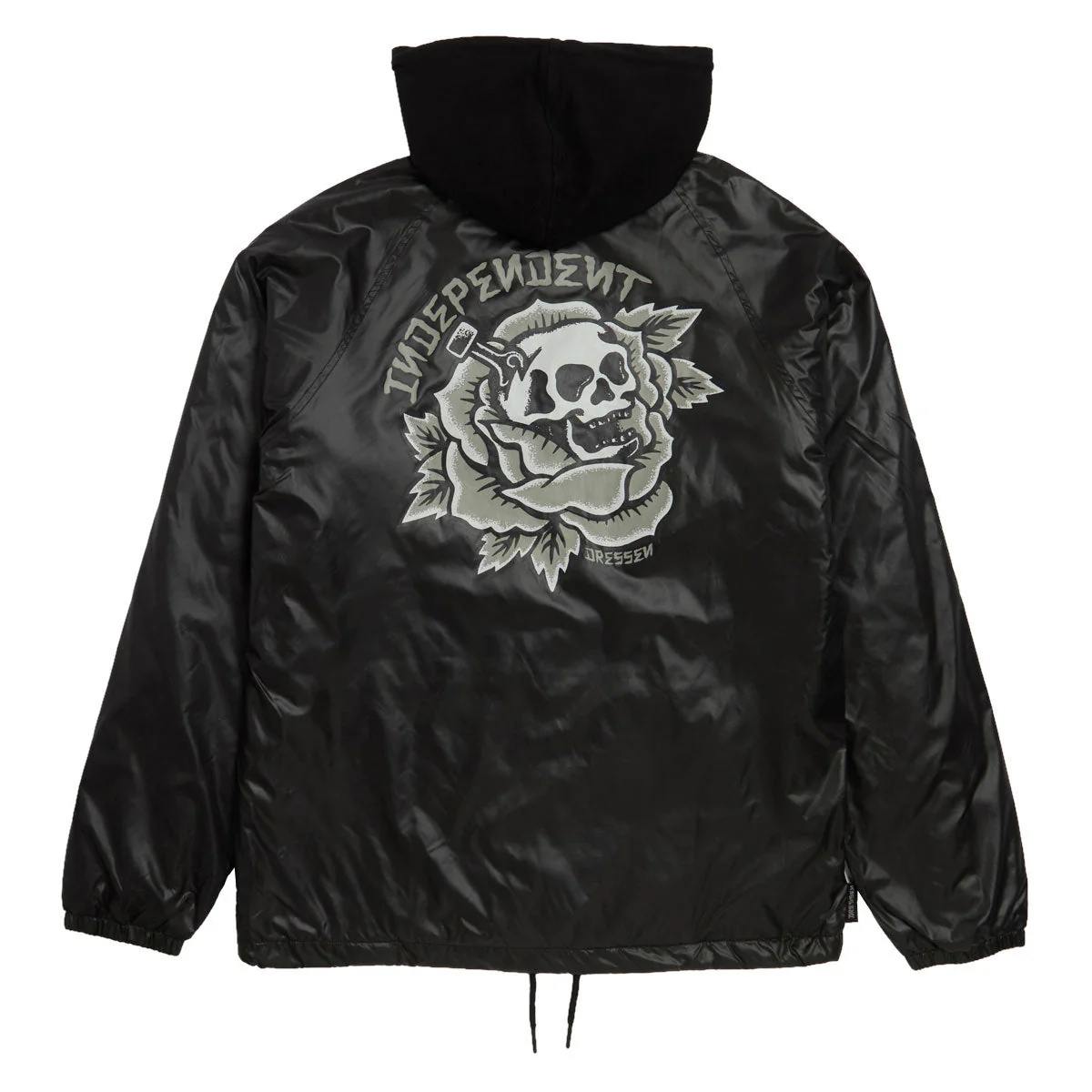 Independent Dressen Skull Rose Hooded Windbreaker Jacket - Black - Image 2