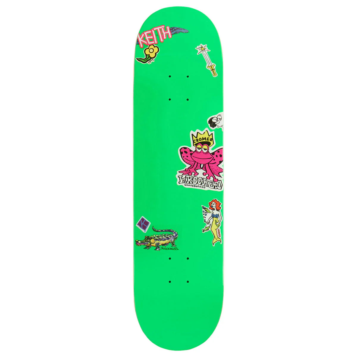 Krooked Cromer Neon Sticker Skateboard Deck - Green - 8.25"