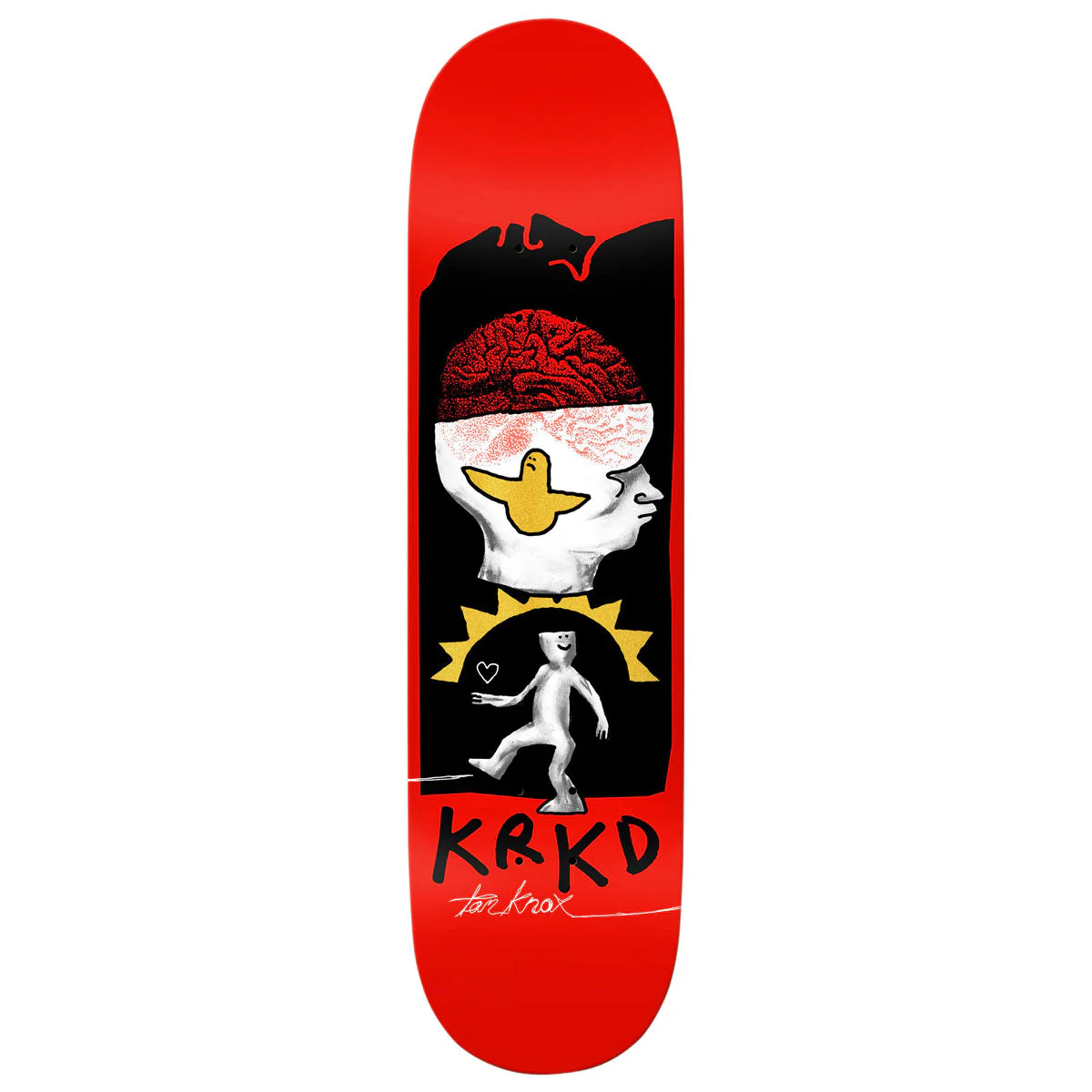 Krooked Knock Brain And Bird Skateboard Deck - Orange - 8.50"