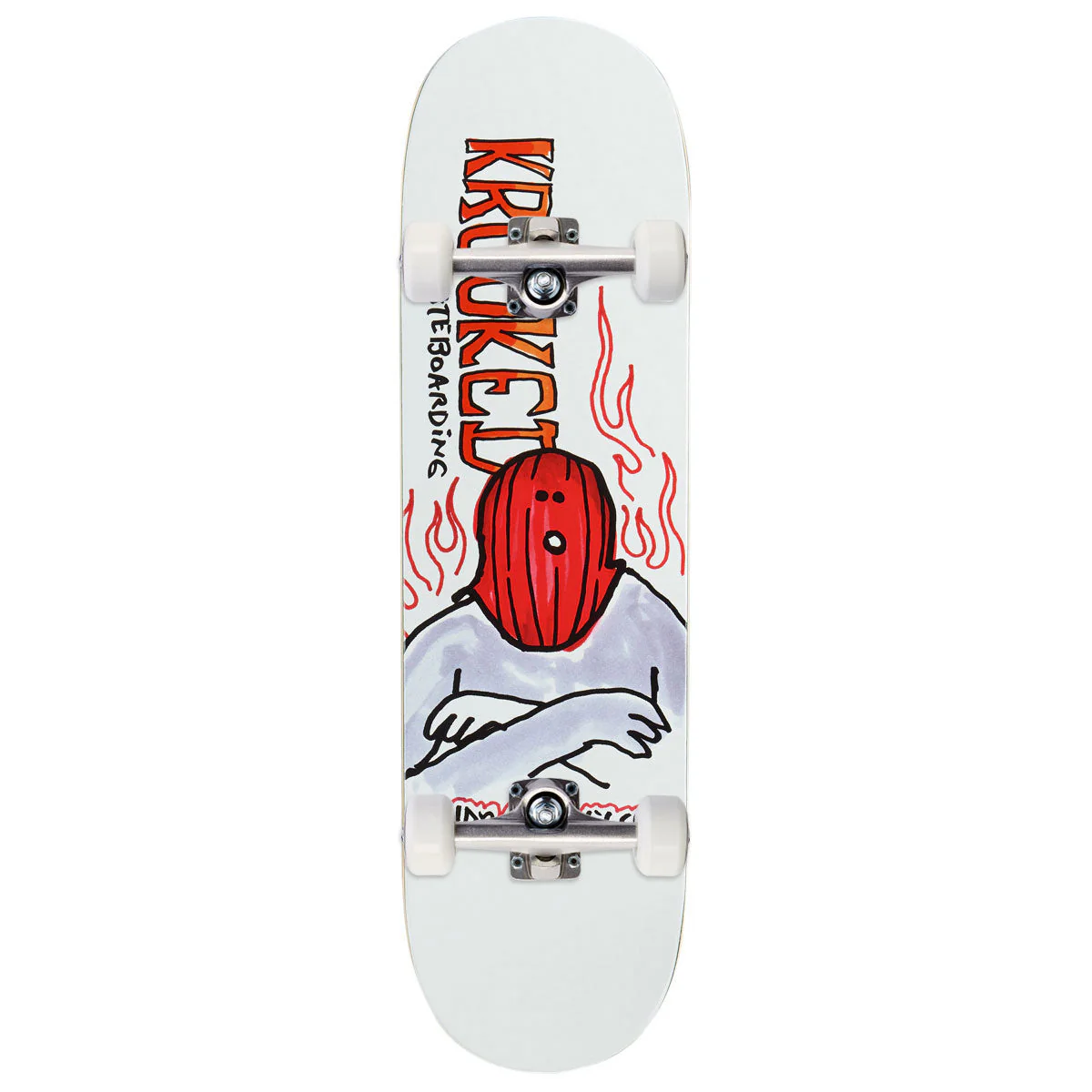 Krooked Wilson Fire Mask Skateboard Complete - White - 8.75"