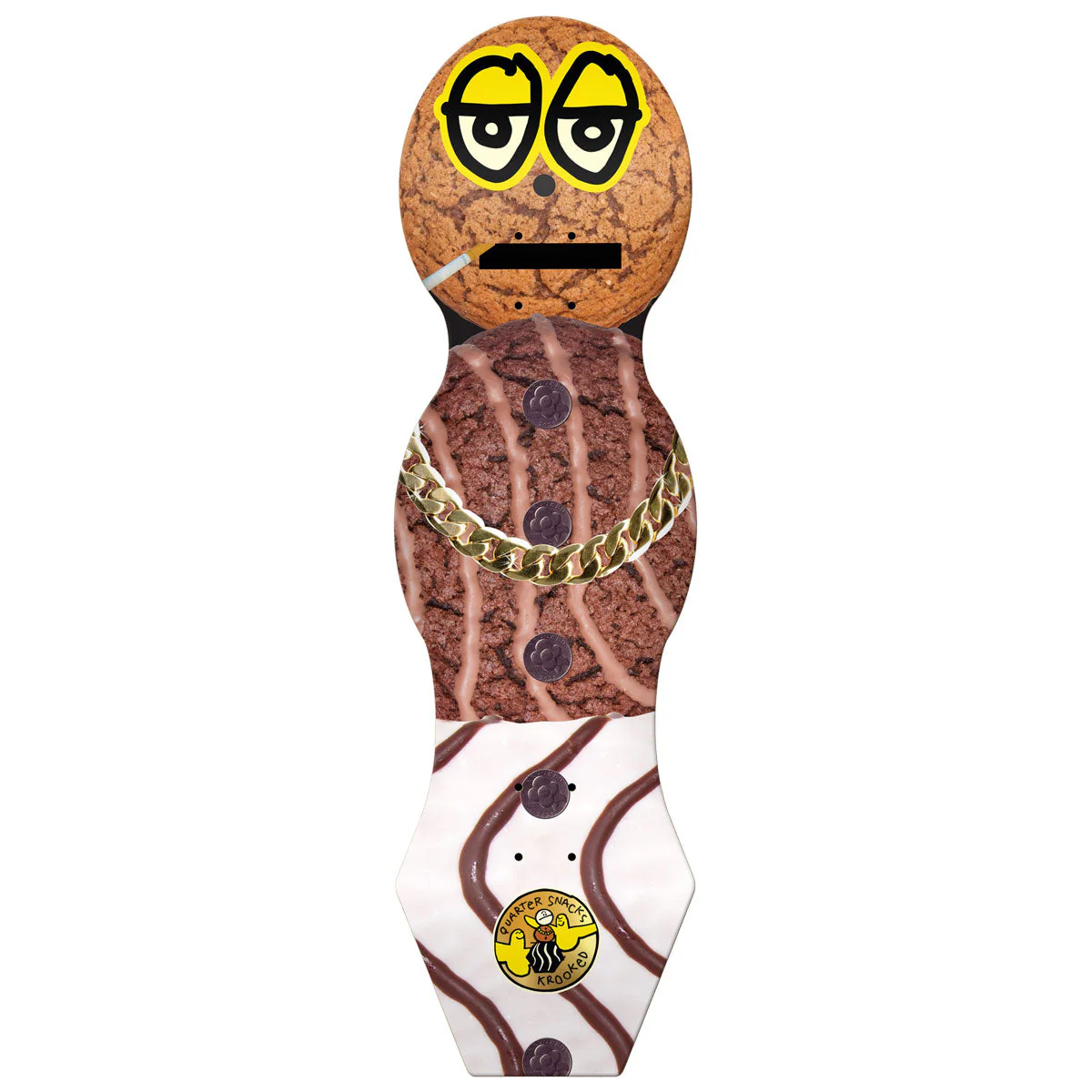 Krooked x Quartersnacks Snackman Cruiser Skateboard Deck - Multi - 9.00"