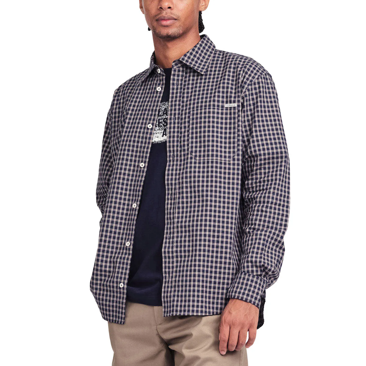 Last Resort AB OG Long Sleeve Shirt - Navy/Grey Check - Image 3