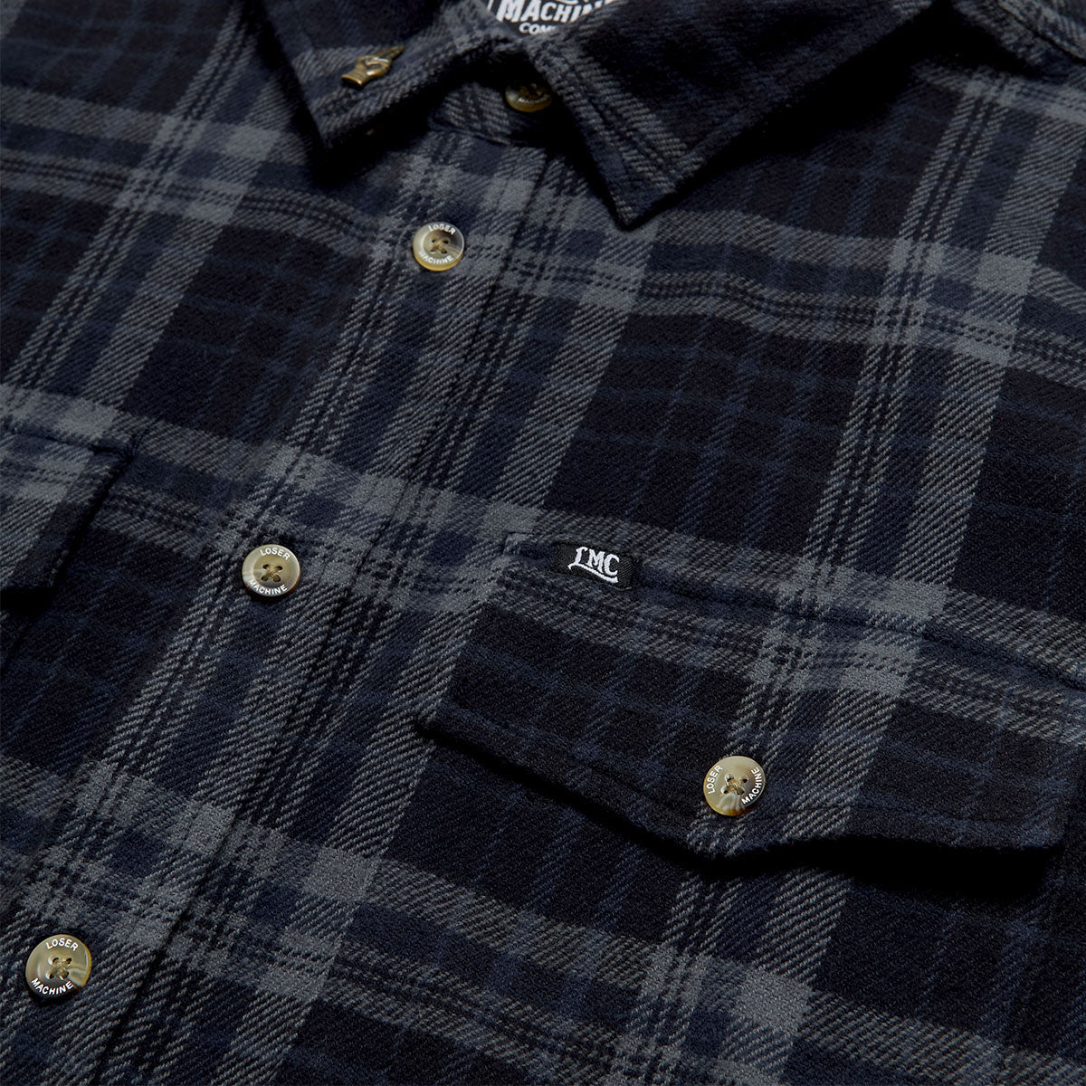 Loser Machine Step Up Flannel Shirt - Black/Navy - Image 3