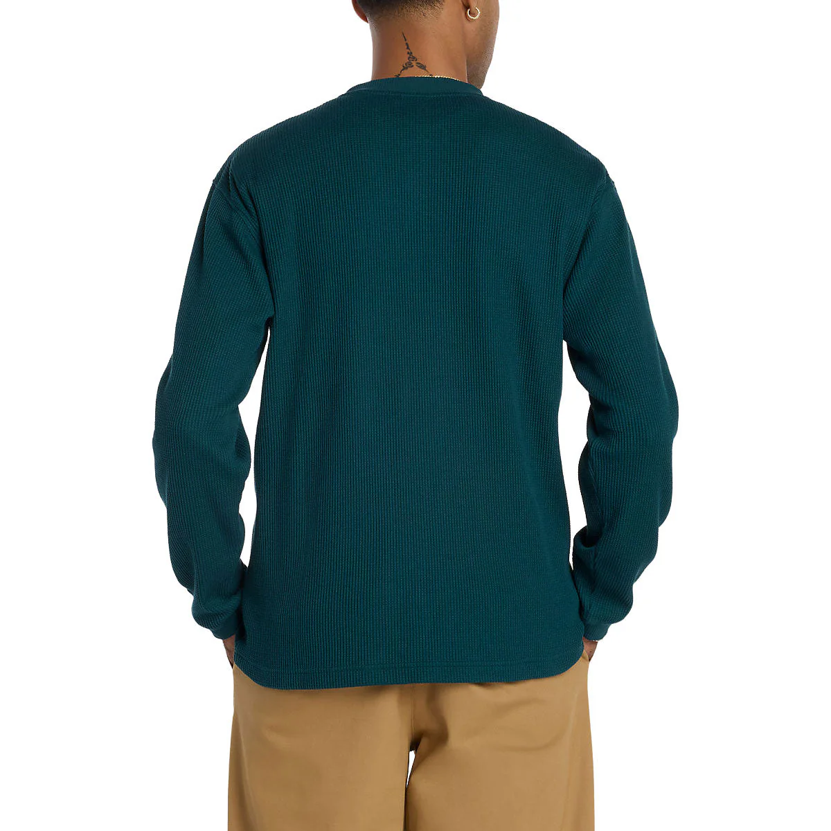 New Balance Numeric Waffle Knit Long Sleeve Henley Shirt - Medusa Green - Image 2