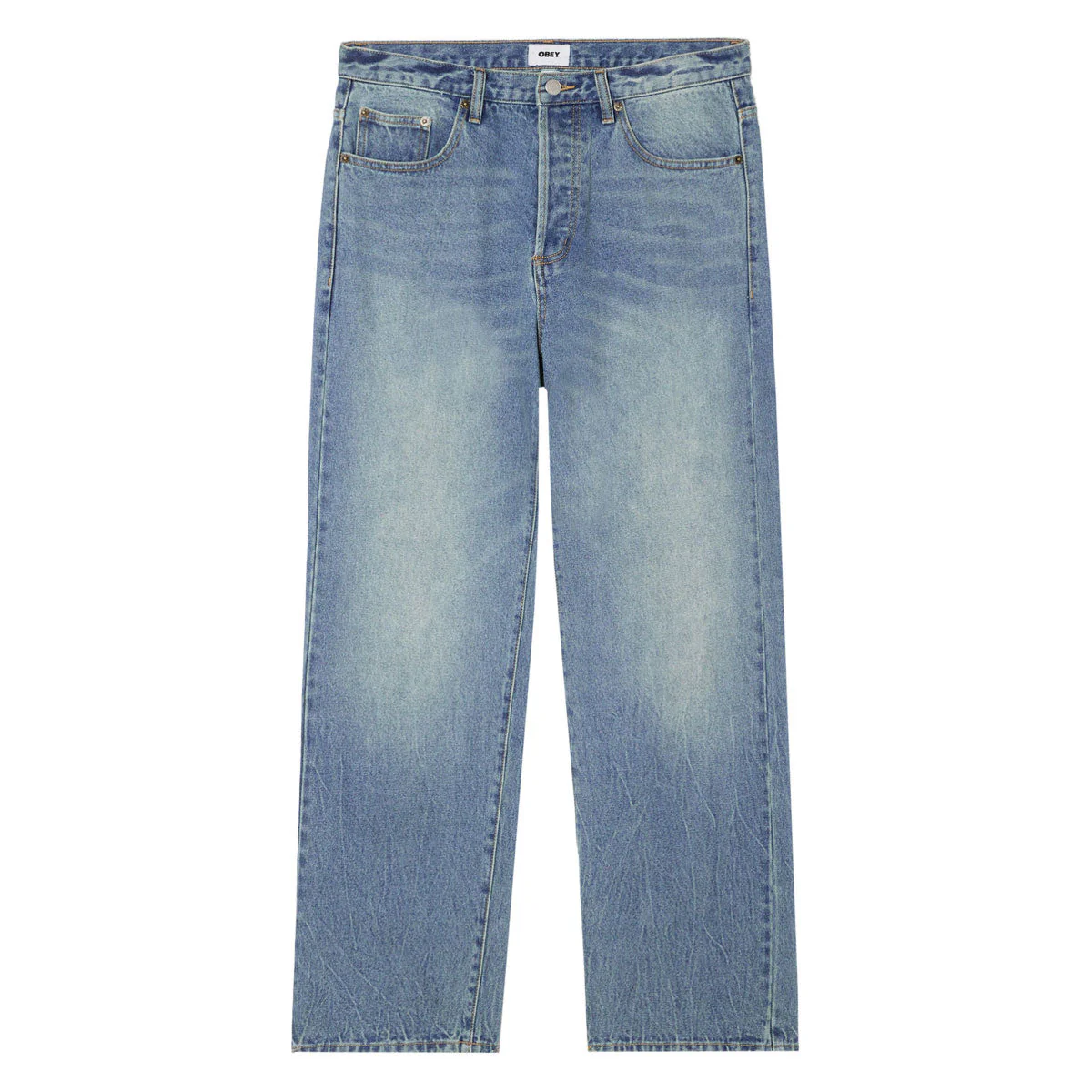 Obey Boxcar Straight Leg Denim Jeans - Heavy Vintage Indigo