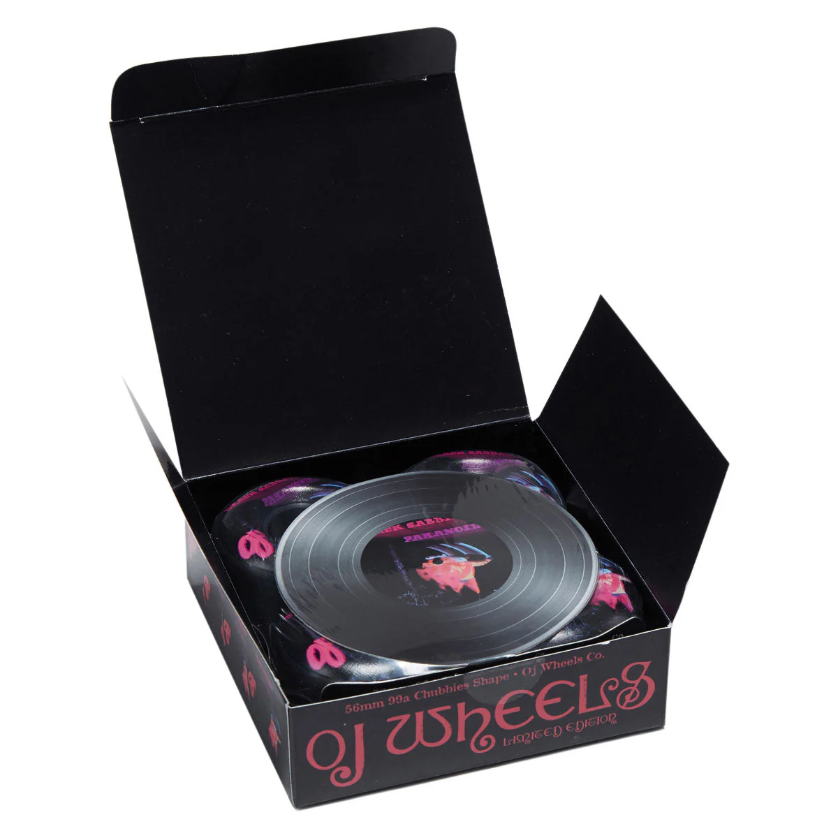 OJ x Black Sabbath Paranoid Chubbies 99a Skateboard Wheels - Black - 56mm - Image 4
