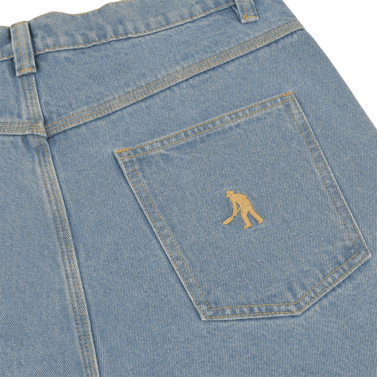 Passport Workers Club Jean Shorts - Washed Light Indigo - Image 4