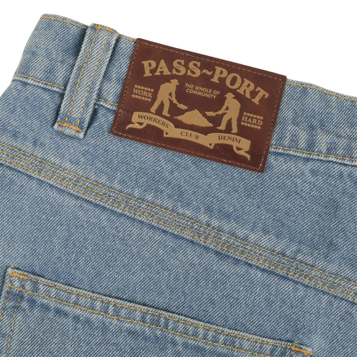 Passport Workers Club Jean Shorts - Washed Light Indigo - Image 5