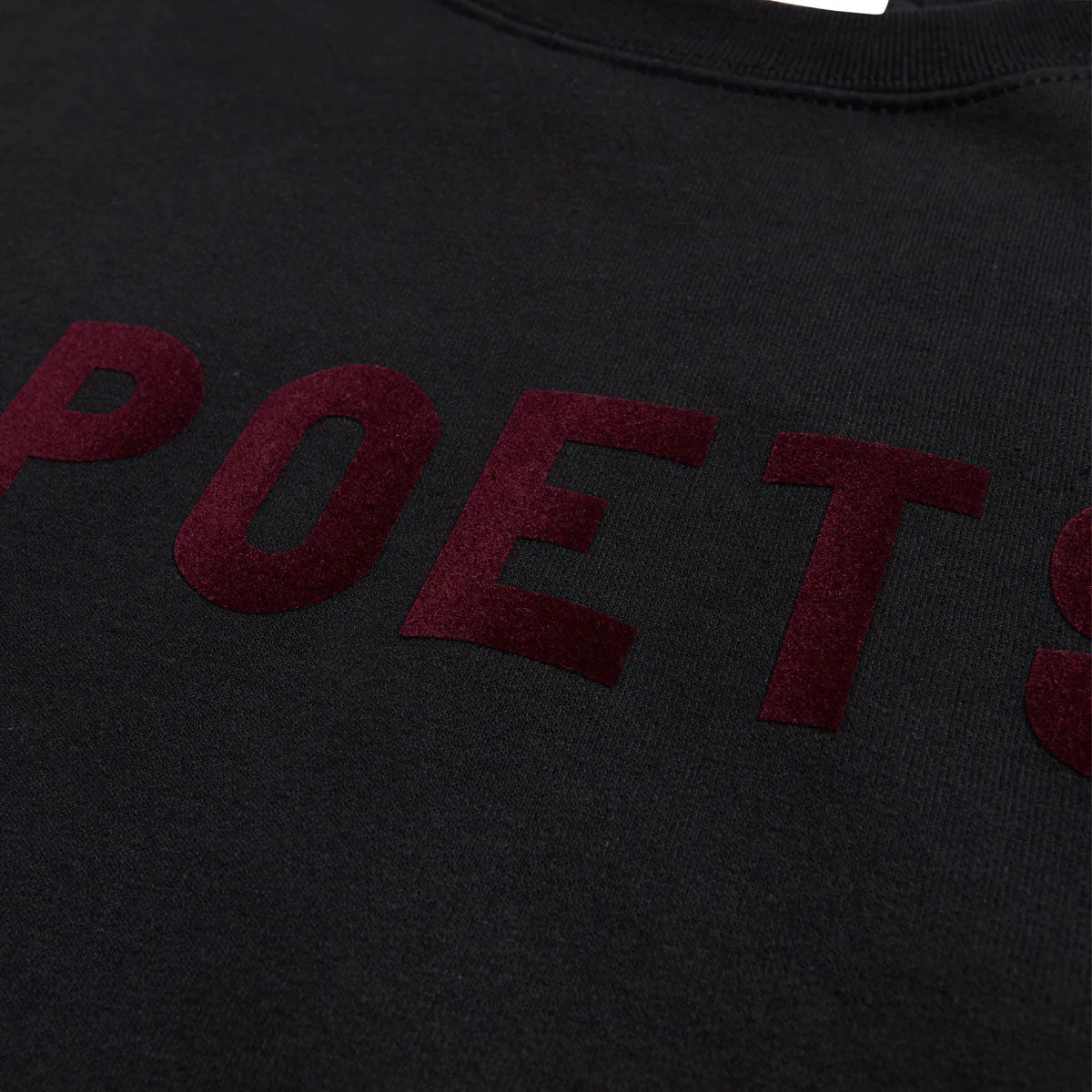 Poets OG Poets Flocked Crew Sweatshirt - Black/Burgundy Flocking - Image 3