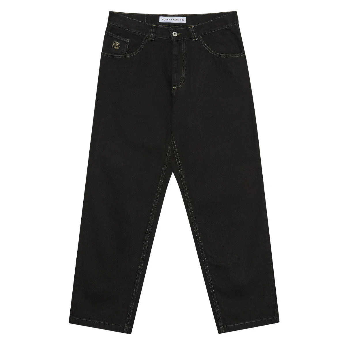 Polar 93! Contrast Stitching Denim Jeans - Black/Dark Olive