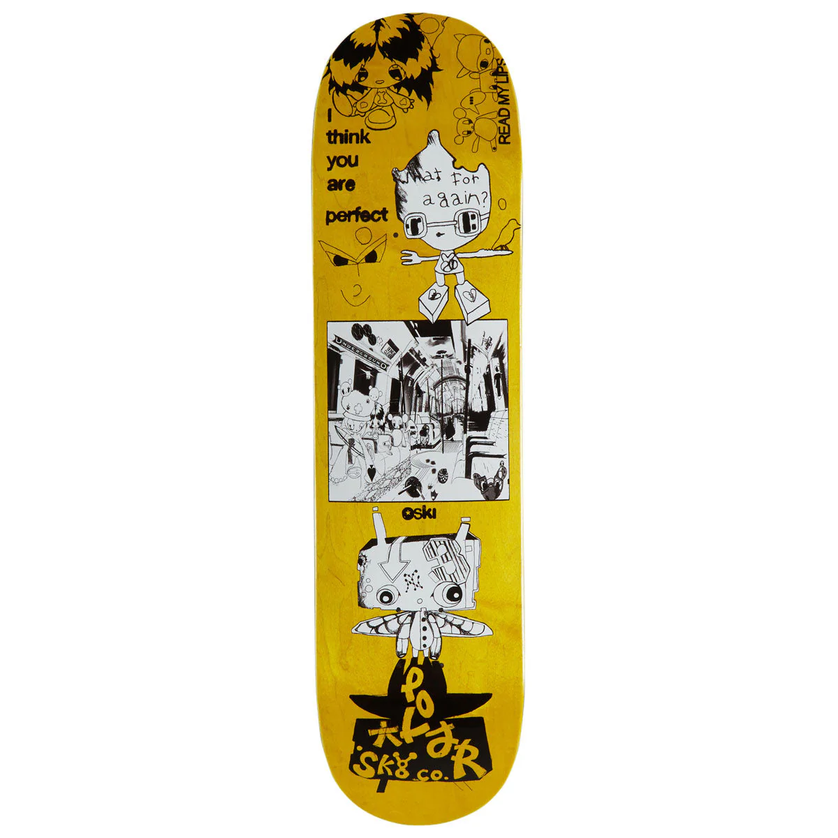 Polar Oski I Think You Perfect Skateboard Deck - Yellow - 8.00"