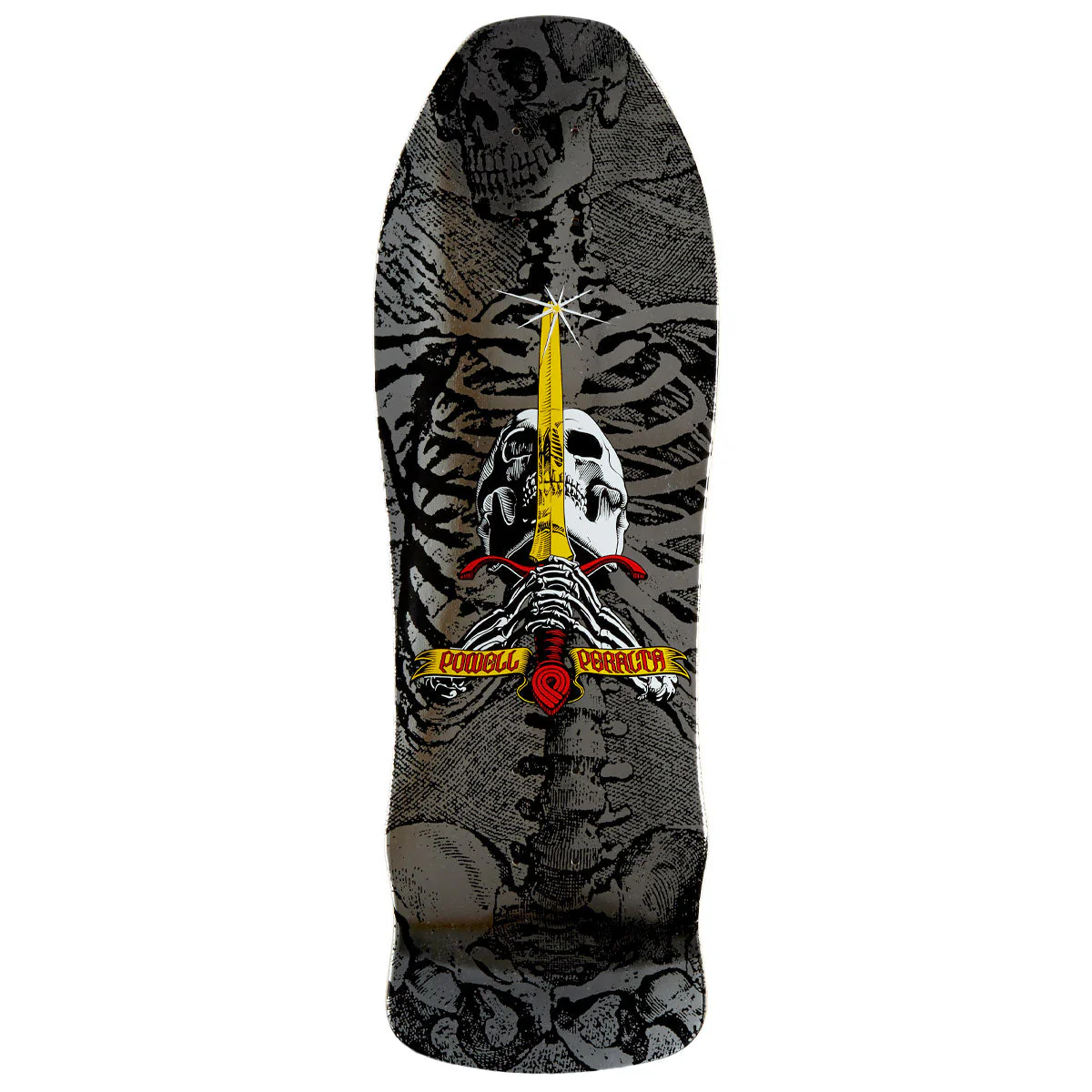 Powell-Peralta GeeGah Skull & Sword 10 Skateboard Deck - Silver Foil - 9.75"