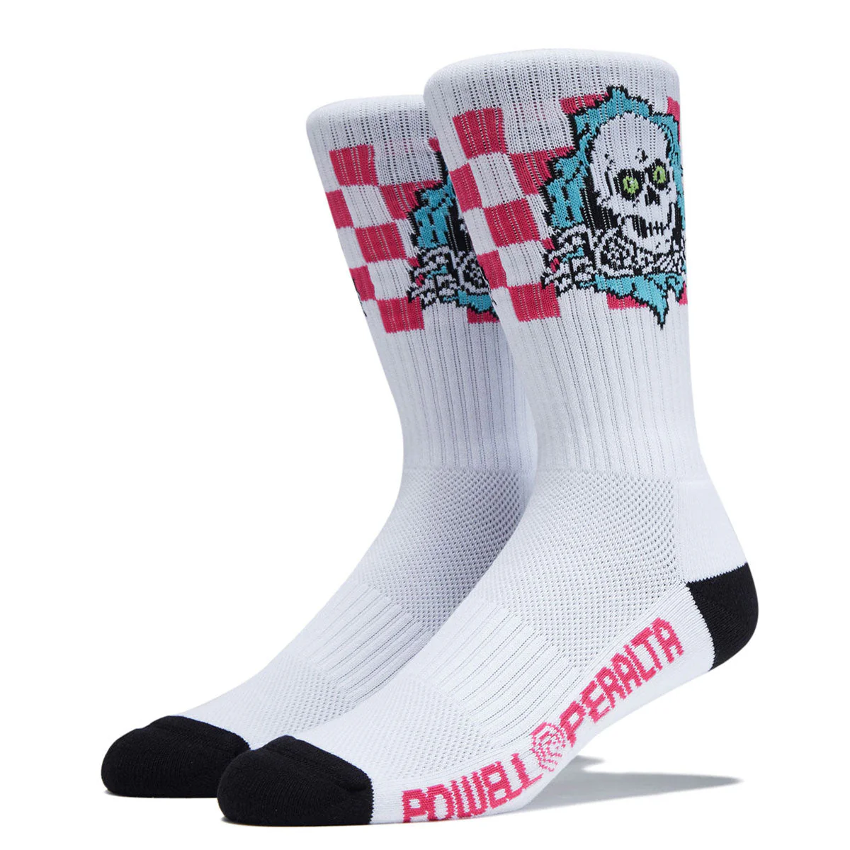 Powell-Peralta Ripper Socks - Blue/Pink/White Checker Stripes