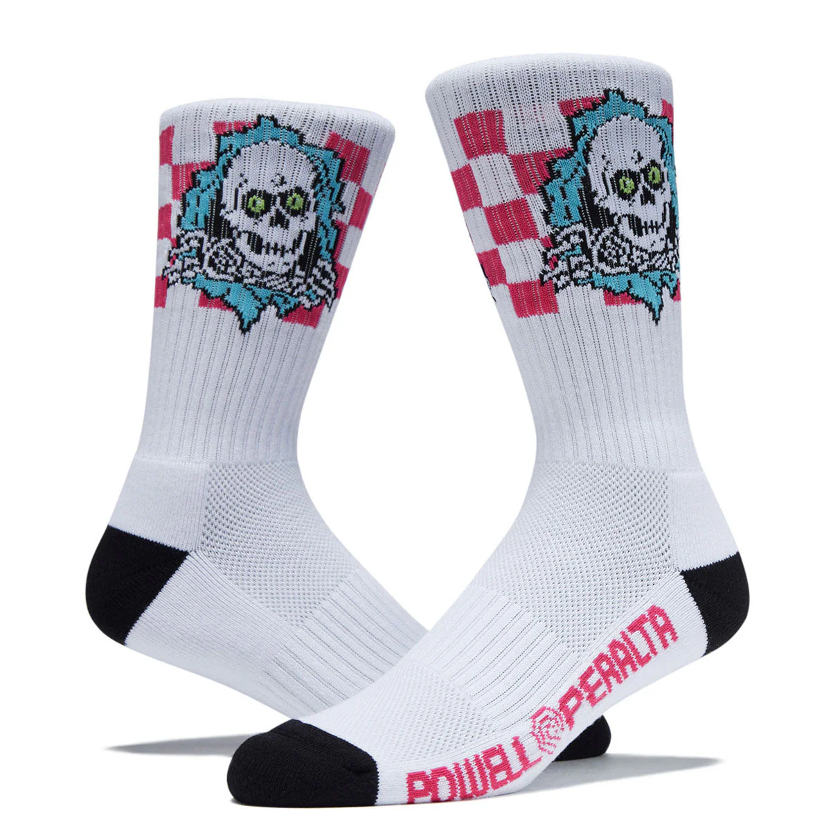 Powell-Peralta Ripper Socks - Blue/Pink/White Checker Stripes - Image 2