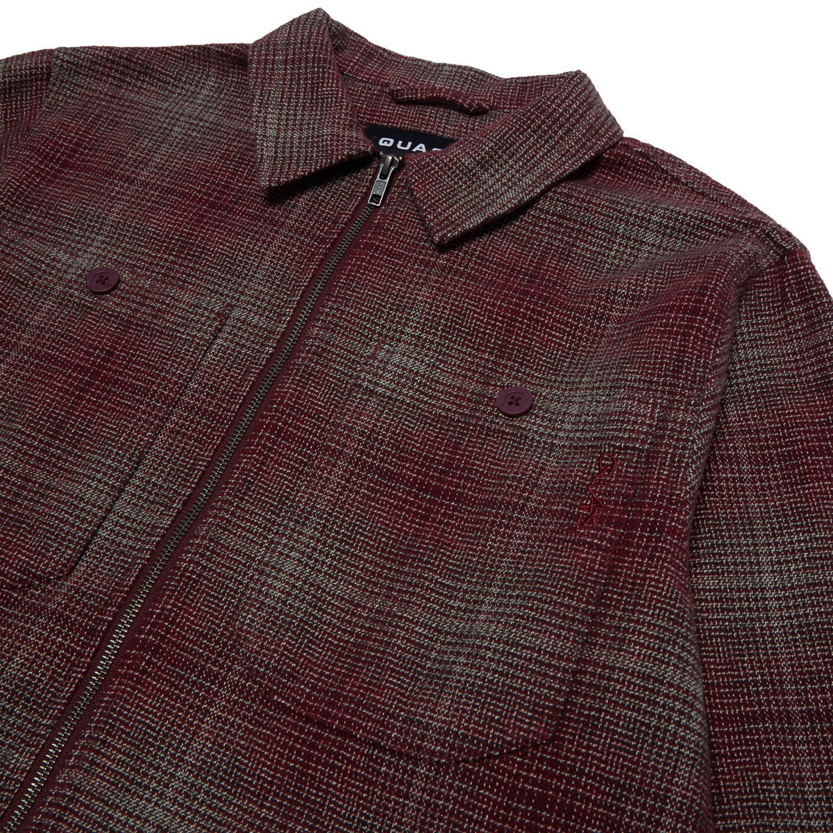 Quasi Grain Full Zip Shirt Jacket - Oxblood - Image 4