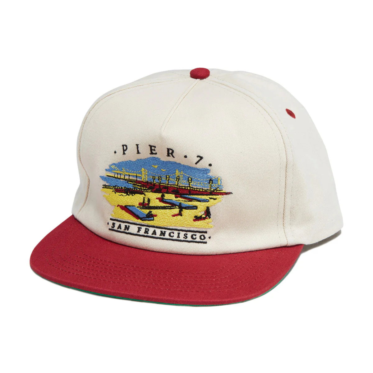 Real Pier 7 Snapback Hat - Natural/Maroon