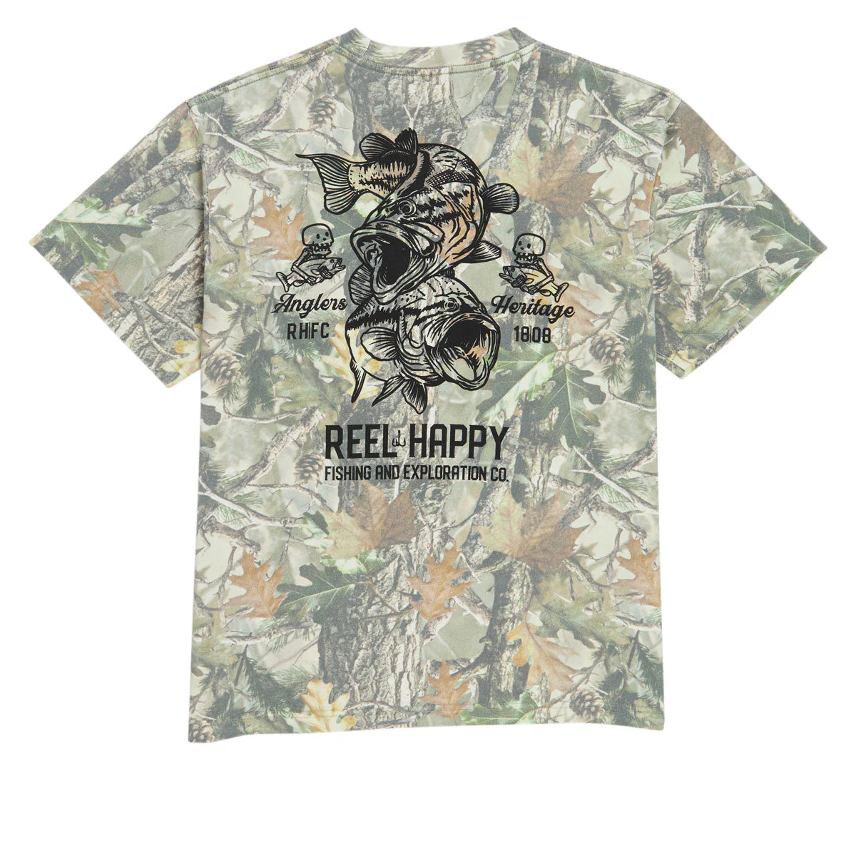 Reel Happy Bass School Box T-Shirt - Vintage Wood Camo - Image 2