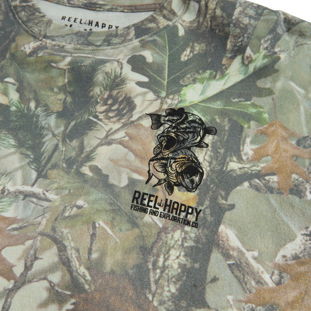 Reel Happy Bass School Box T-Shirt - Vintage Wood Camo - Image 3