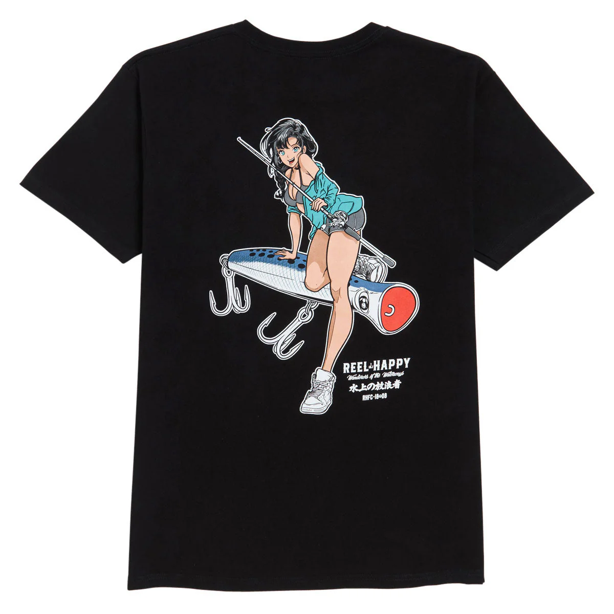 Reel Happy Popper T-Shirt - Black