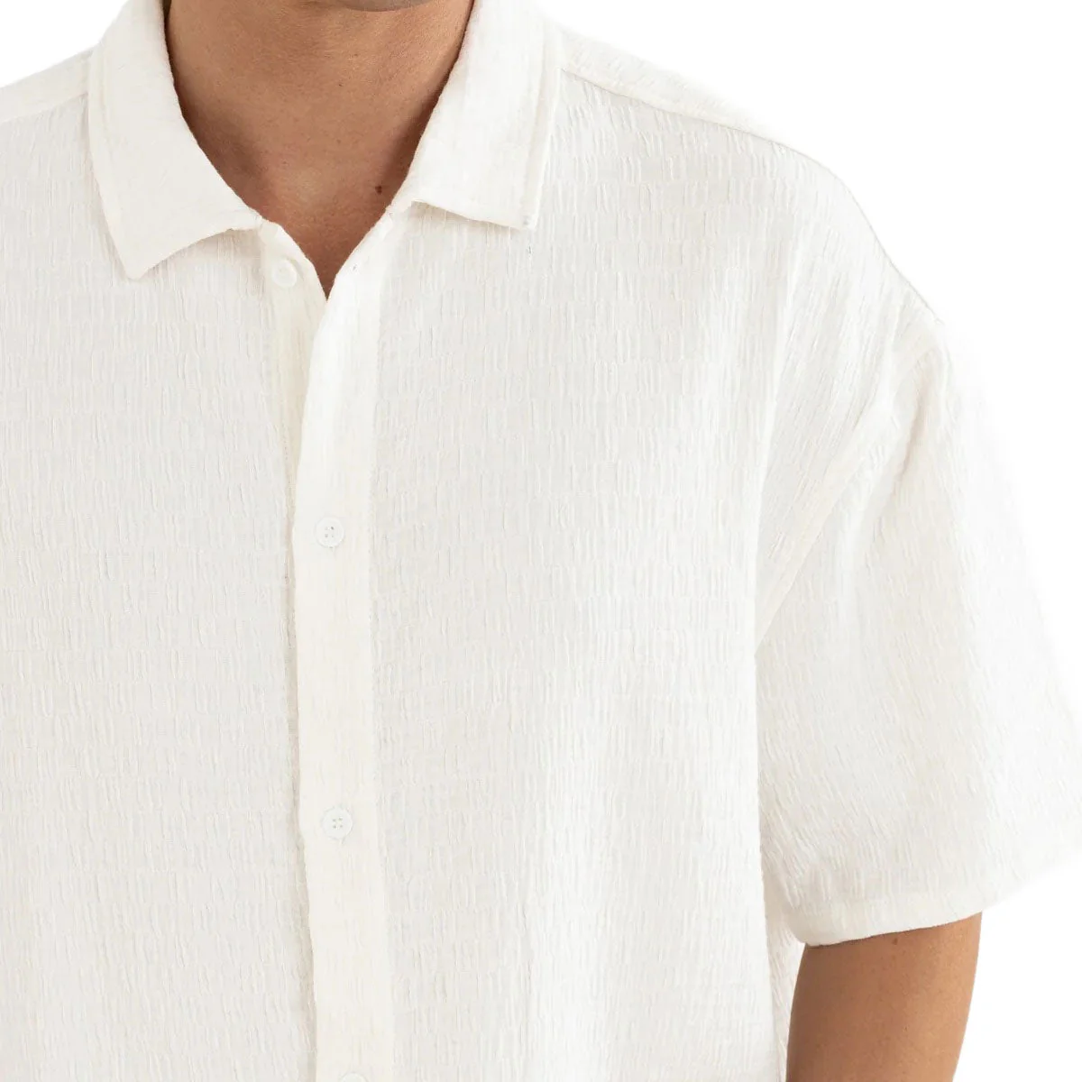 Rhythm Leads Relaxed Check Shirt - White - Image 3