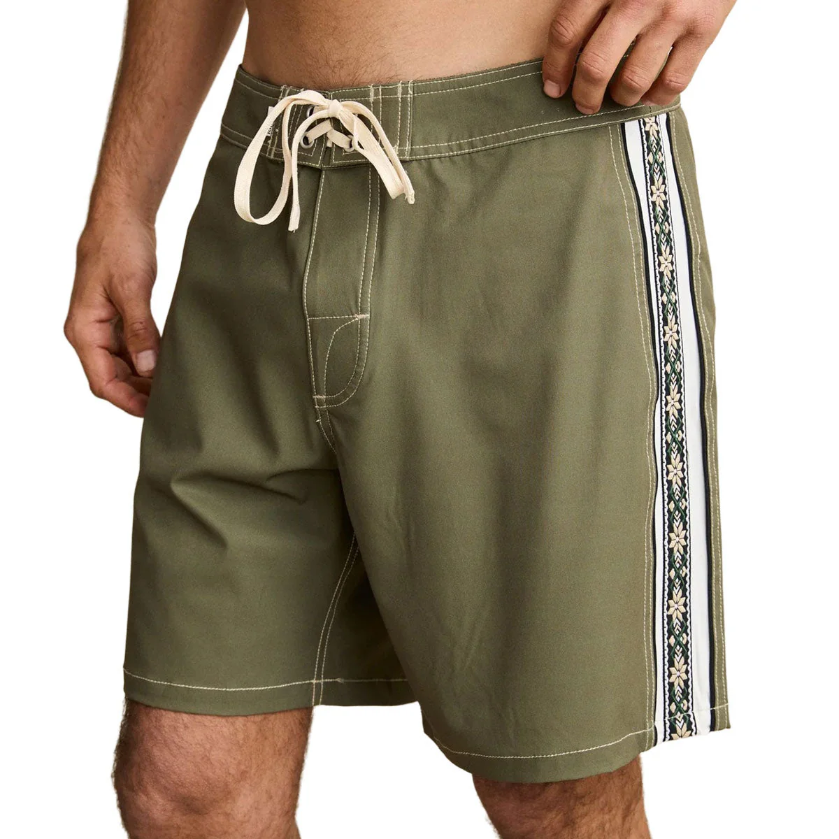 Rhythm Panel Stripe Boardshorts - Olive - Image 2