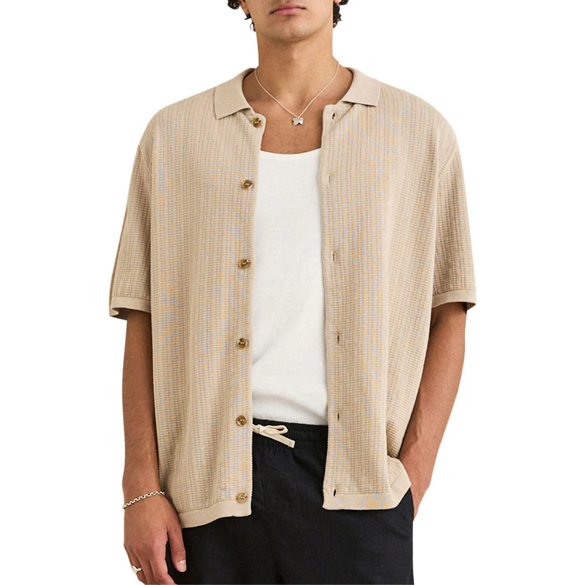 Rhythm Textured Knit Shirt - Stone