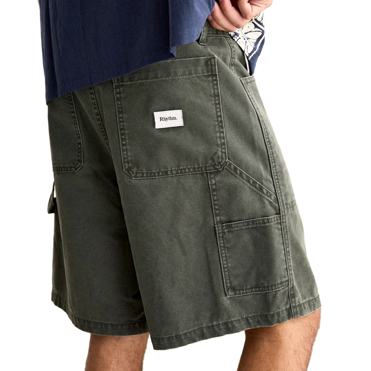 Rhythm Washed Canvas Shorts - Olive - Image 3