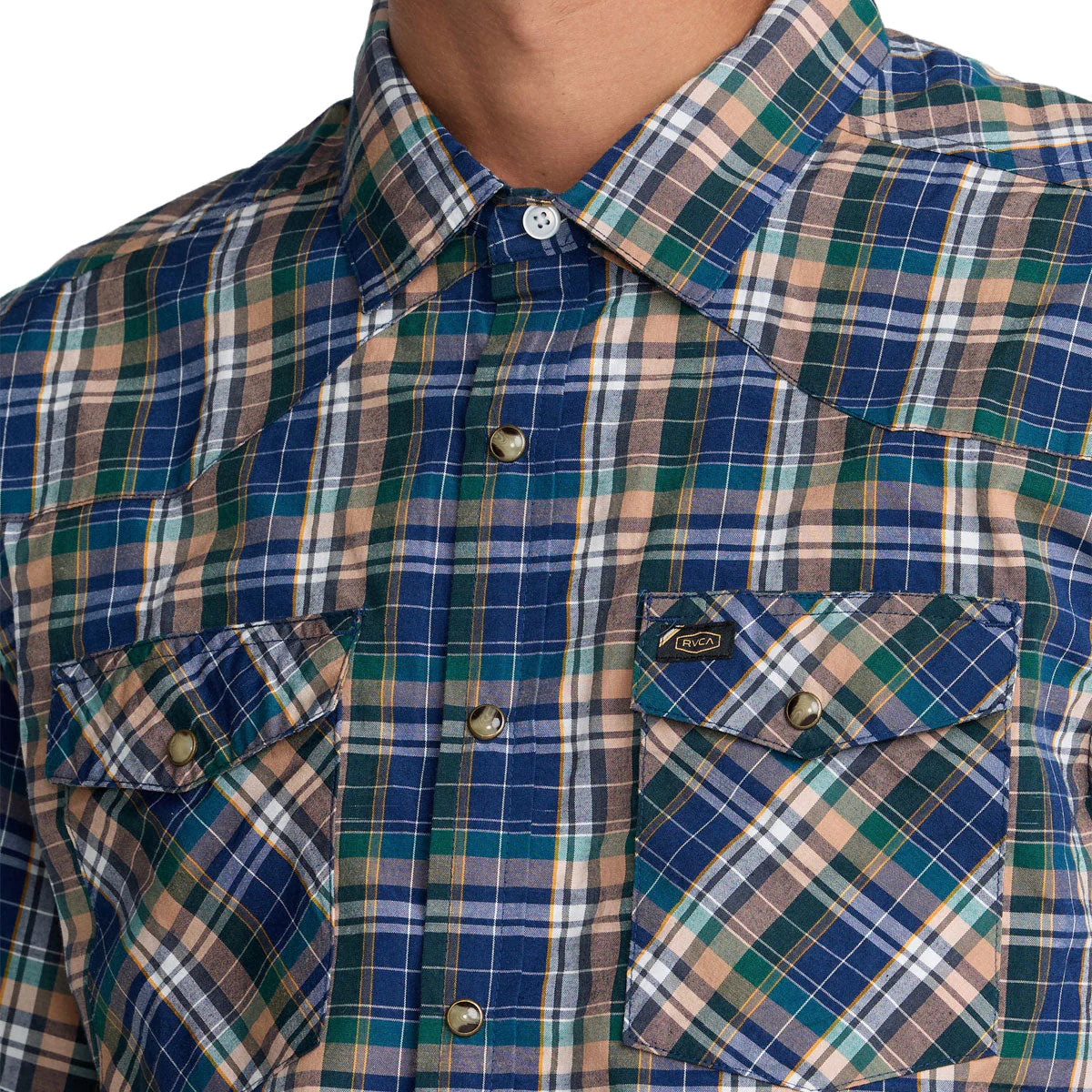 RVCA Dayshift Trunkin Plaid Shirt - Dark Denim - Image 3
