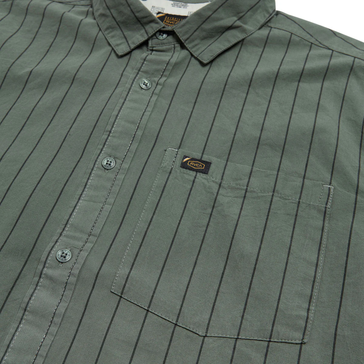 RVCA Dayshift Workwear Stripe Shirt - Sage Leaf - Image 3