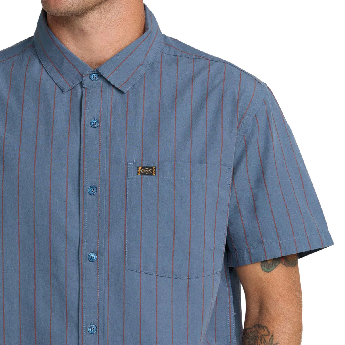 RVCA Dayshift Workwear Stripe Shirt - Vintage Navy - Image 3