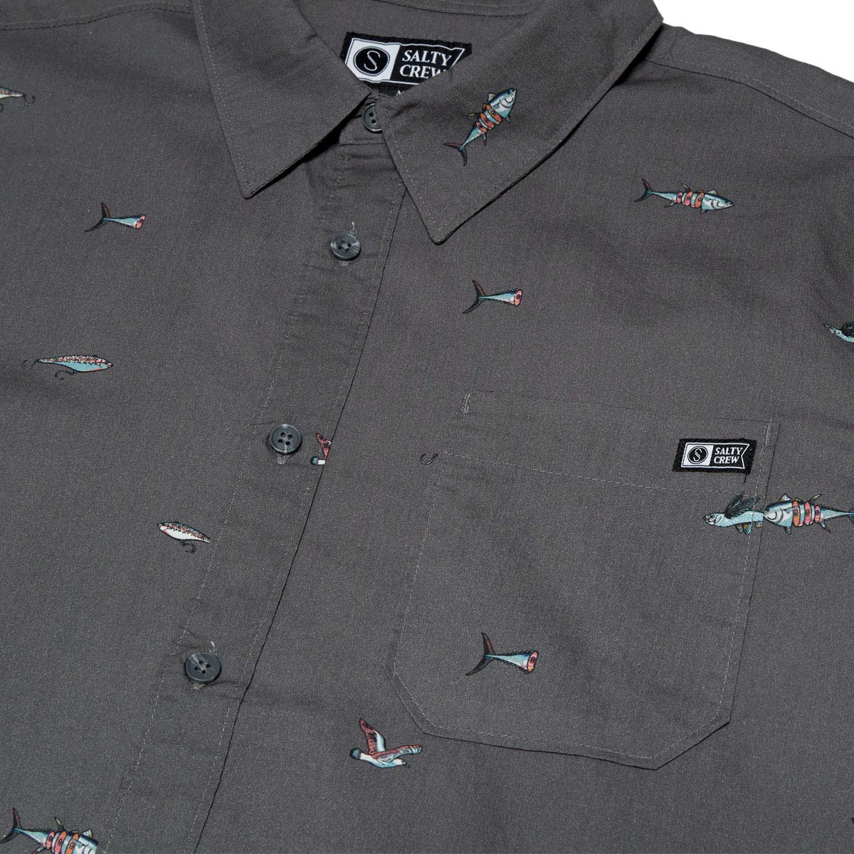 Salty Crew Crew Button Up Shirt - Charcoal - Image 3