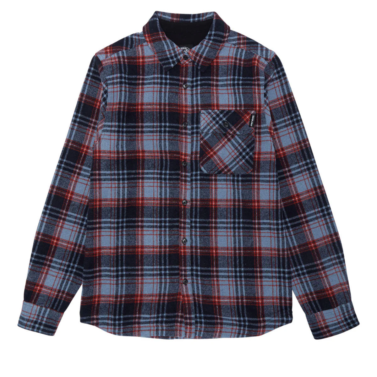Santa Cruz Classic Long Sleeve Flannel Shirt - Blue Plaid