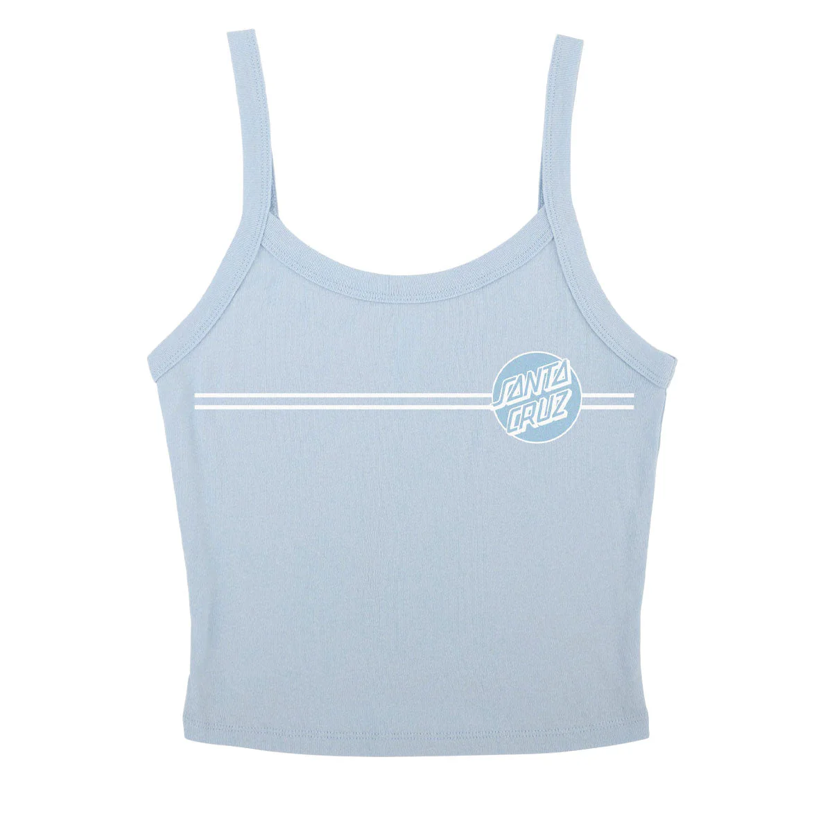 Santa Cruz Womens Opus Dot Stripes Front Crop Tank Top - Solid Baby Blue Blend