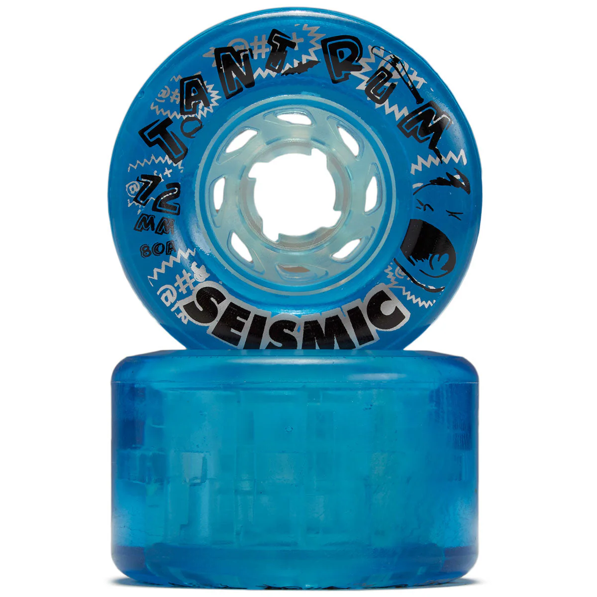 Seismic Tantrum 80a Longboard Wheels - Clear Blue - 72mm - Image 2