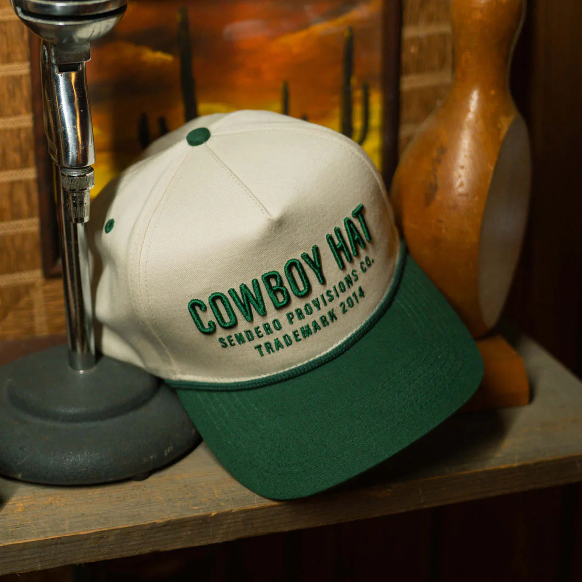 Sendero Cowboy Hat - Cream/Green - Image 4