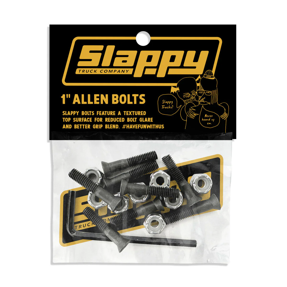 Slappy Allen Grip Tip Bolts Hardware - Black - 1"