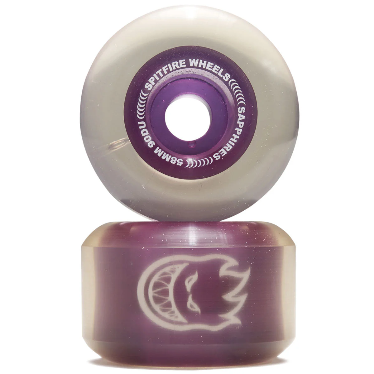 Spitfire 90d Sapphires Skateboard Wheels - Clear Purple - 58mm - Image 2