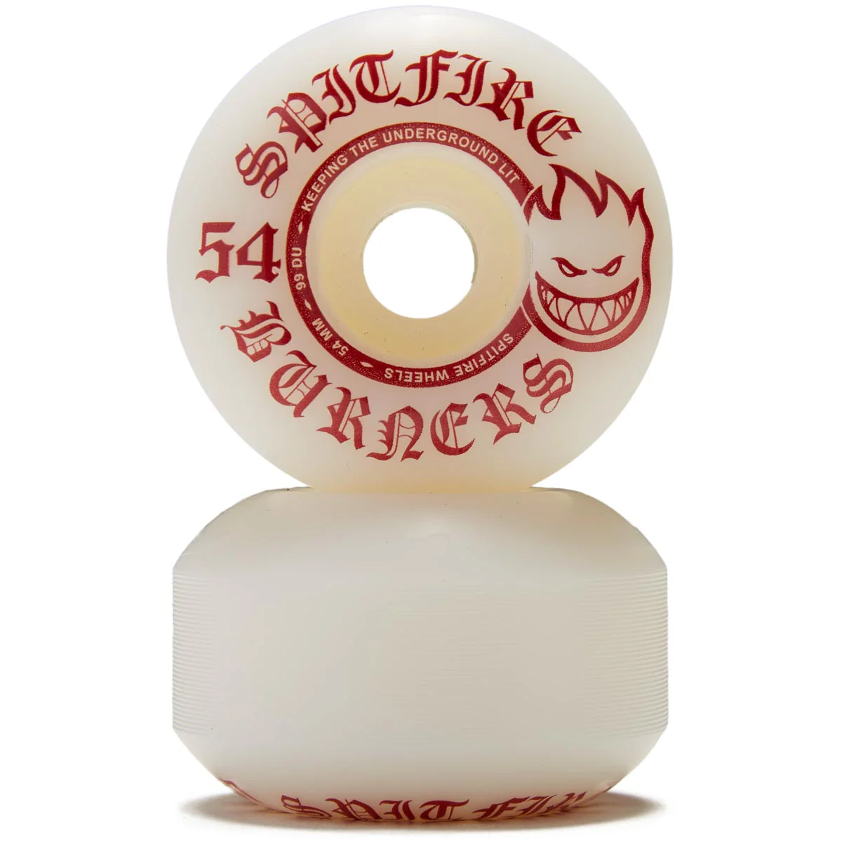 Spitfire 99du Burner Skateboard Wheels - White/Red - 54mm - Image 2