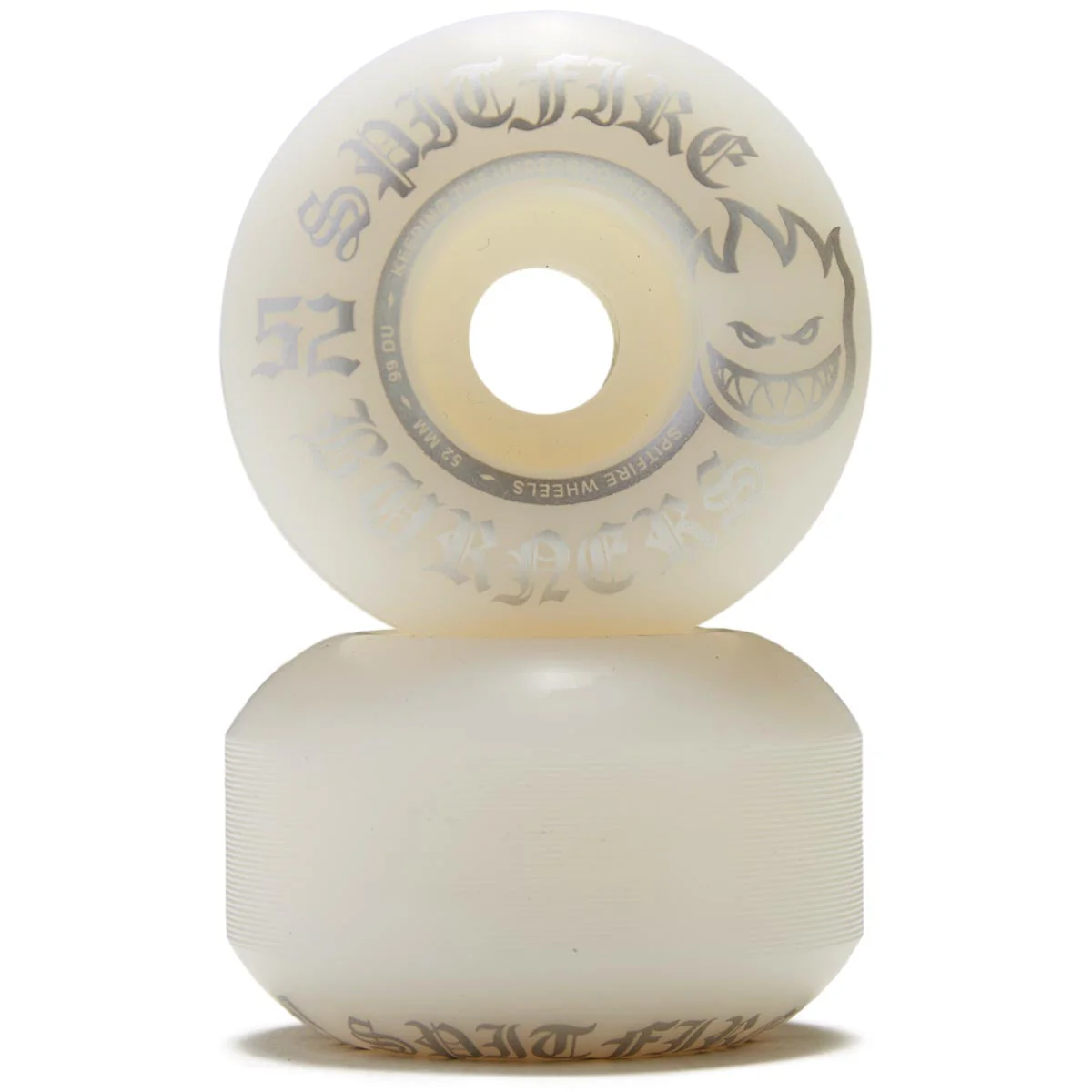 Spitfire 99du Burner Skateboard Wheels - White/Silver - 52mm - Image 2